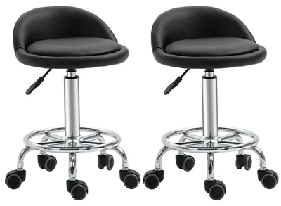 Productafbeelding van Rolkruk met rugleuning, in hoogte verstelbaar van 57-72 cm, draaibare kruk voor kantoor, salon, massage