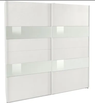Produktbild von Schwebetürenschrank Altona Kleiderschrank 225x65x236cm weiß Weißglas (18857)