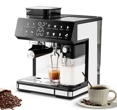 Produktbild von Siebträger-Espressomaschine, TFT-Farbtouchdisplay, Vorbrühfunktion, Kalt- und Heißbrühprogrammen sowie automatischer Milchaufschäumung