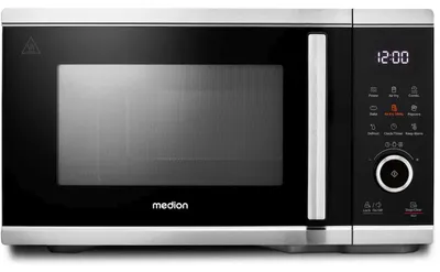 Obrázek produktu pro Mikrovlnná trouba MEDION s funkcí horkovzdušné fritézy (25 litrů, 1 500 W horký vzduch, 900 W mikrovlny, 9 automatických programů, tlačítko popcorn, funkce rozmrazování, LED displej, MD11499)