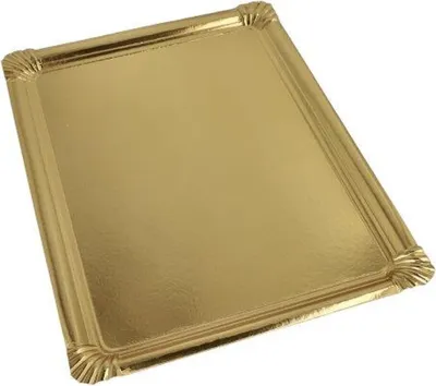 Produktbild von Servierplatten, Pappe, PET-beschichtet eckig 34 cm x 45,5 cm gold