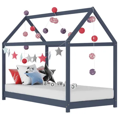 Image de Lit de bébé "Guttenberg" en pin gris. Dimensions (L/L/H) 166x88x131 cm