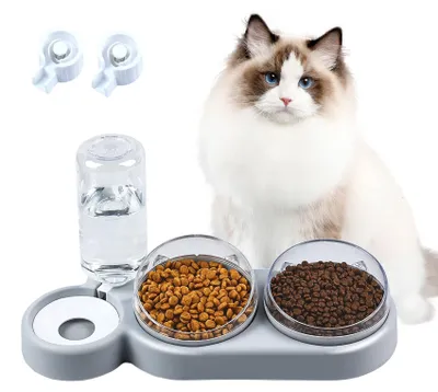 Image de Litière, gamelle et distributeur d'eau 3-en-1 pour chats et chiens