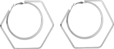 Produktbild von Paar einzigartige Damen-Ohrringe mit übertriebener Geometrie, großer runder Sechseck-Tropfenohrring, Schmuckzubehör zum Einkaufen-Silber