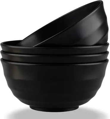 Produktbild von Salatschüsseln 20 cm, 4er Set, 2 l, schwarz, BPA-frei, unzerbrechlich, für Salat