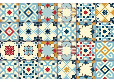 Productafbeelding van Zelfklevende tegelstickers voor keuken en badkamer – 24 cementtegelstickers in de Azulejos Rano-stijl – 24 stickers, 10 x 10 cm
