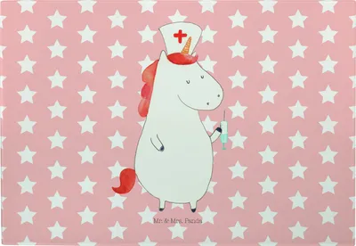 Produktbild von Mr. & Mrs. Panda Glas-Schneidebrett Einhorn Krankenschwester - Rot Pastell - Geschenk, Unicorn, Servierplatte, schneidbrett, Schneidebrett, Ärztin, Frühstücksbrett