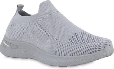 Produktbild von VAN HILL Damen Slip Ons Sportschuhe Sportliche Strick Profil-Sohle Schuhe 841703, Farbe: Grau, Größe: 37