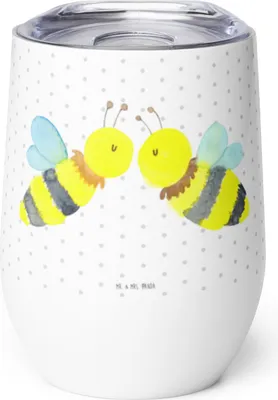 Produktbild von Mr. & Mrs. Panda Thermobecher Biene Liebe - Weiß - Geschenk, thermosbecher, Edelstahlbecher, Isolierbecher, Thermo Becher, kaffee tasse