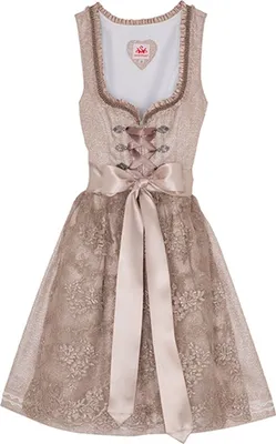 Produktbild von Spieth & Wensky 2-teiliges Bari Midi-Dirndl Kleid Dirndl Trachtenkleid kurz 55cm, Farbe:Taupe, Größe:44/2XL