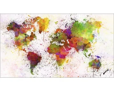 Produktbild von Giclée Leinwandbild Colourful Worldmap 160x80 cm