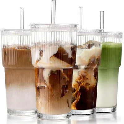 Produktbild von Gläserne Becher - Set aus Papier - Eiscreme Smoothies - Unikat-Design - 600 ml 4 Stück
