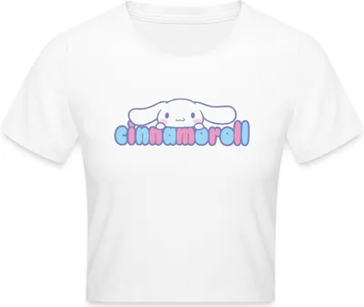 Produktbild von Spreadshirt Cinnamoroll Guckt Über Schriftzug Crop Top, XS, Weiß