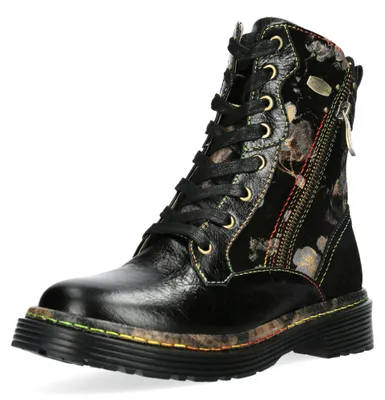 Produktbild von Laura Vita Damen Stiefelette Leder flach Boots Reißverschlüsse INCASO 47, Größe:37 EU, Farbe:Schwarz