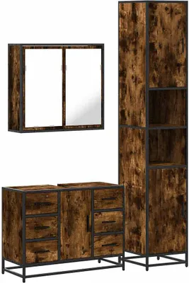 Immagine prodotto di vidaXL Set di mobili da bagno a 3 pezzi in legno di quercia affumicata