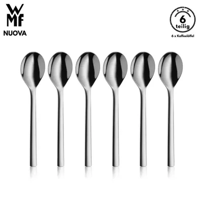 Produktbild von WMF Nuova Kaffeelöffel Set 6-teilig aus Cromargan Edelstahl 18/10, poliert glänzend, spülmaschinenfest, langlebige Teelöffel 13 cm