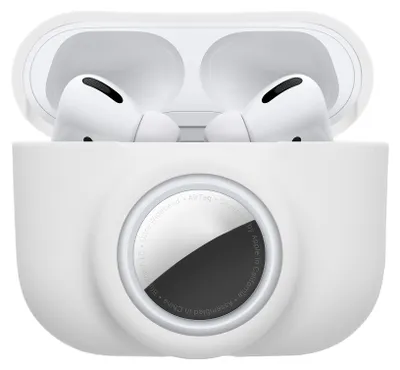 Obrázek produktu pro Ochranné pouzdro kwmobile 2 v 1 pro Apple AirPods Pro (1. generace) – silikonové pouzdro na sluchátka kompatibilní s AirTagem – nárazuvzdorné pouzdro s karabinou – bílé