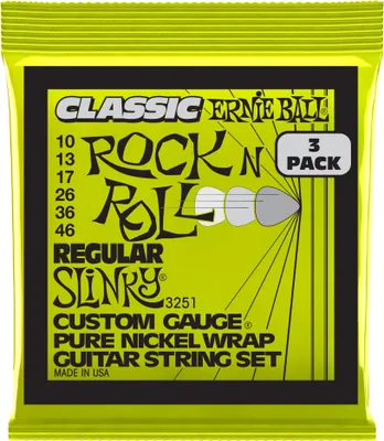 Zdjęcie produktu dla Struny do gitary elektrycznej Ernie Ball Regular Slinky, zestaw 3 sztuk, niklowe, grubość 10–46