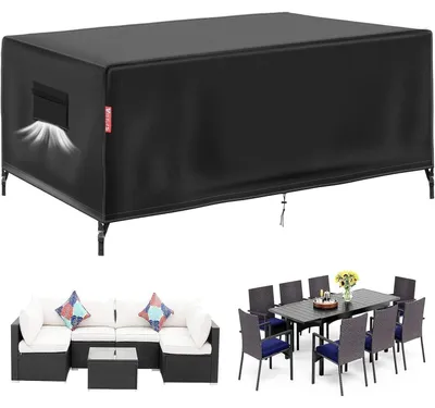 Produktbild von Abdeckung Gartenmöbel 420D Oxford Wasserdicht Winterfest 200x100x74cm Schwarz