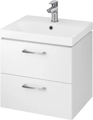 Produktbild von BADLAND Badmöbel Set Badezimmerschrank mit Keramikwaschbecken, 2-Schubladen LARA CITY 50 Weiß