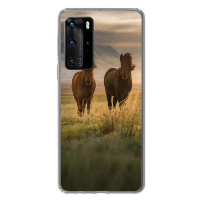 Produktbild von MuchoWow® Handyhülle Schutzhülle Hülle für Huawei P40 Pro Pferde - Luft - Gras Silikon Softcase Handy Hülle - Schutz