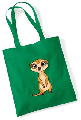 Produktbild von Huuraa Jutebeutel Erdmännchen Comic 10 Liter Kelly Green Baumwolle Tasche Geschenkidee