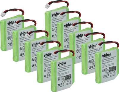 Produktbild von vhbw 10x Akku kompatibel mit Telekom Sinus A201 schnurlos Festnetz Telefon (600 mAh, 2,4 V, NiMH)