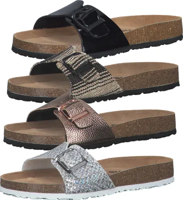 Produktbild von Tamaris Damen Pantolette Schnalle Lack Metallic Kork Fußbett 1-27520-20 , Größe:42 EU, Farbe:Mehrfarbig