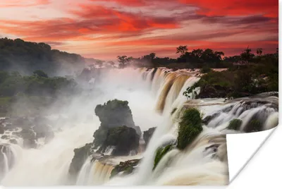Produktbild von MuchoWow® Poster Wasserfälle - Himmel - Rot 90x60 cm - Schlafzimmer