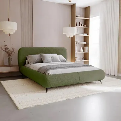 Produktbild von Chilly Möbel Design Kyoto Japandi Polsterbett 200×200 – Bouclé Stoff Grün, mit Stauraum & Lattenrost Metallrahmen Quelle 38