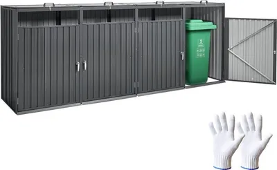 Produktbild von Optimierte Mülltonnenbox - Mülltonnenhaus für 4x 240L Müllcontainer - Mülltonnenverkleidung - Platzsparend und ordentlich