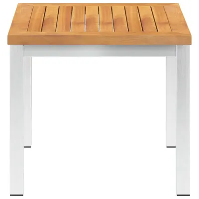 Zdjęcie produktu dla vidaXL Stolik ogrodowy 45x45x38 cm z litego drewna akacjowego i stali nierdzewnej