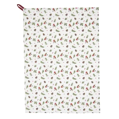 Produktbild von Clayre & Eef Küchentuch 50*70 cm Weiß Rot Baumwolle Rechteckig