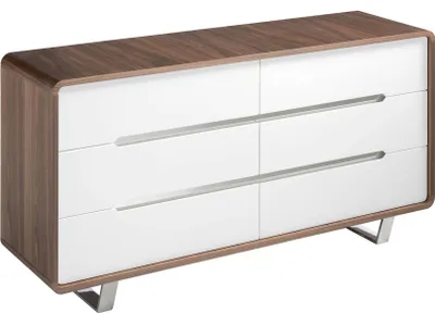 Produktbild von Angel Cerdá Kommode aus weißem Holz, Walnuss und verchromtem Stahl 7106