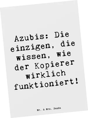 Produktbild von Mr. & Mrs. Panda Postkarte Spruch Auszubildende Kopierer - Weiß - Geschenk, Berufsleben, Berufsalltag, Azubi, Berufsliebe, Ansichtskarten, Grußkarte, Ansichtskarte, Beruf