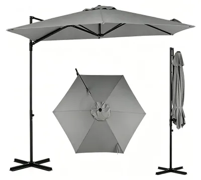 Produktbild von KOMFOTTEU Ampelschirm 290 cm, 360° drehbarer Sonnenschirm mit Kurbel & doppellagigem Schirmdach, Gartenschirm mit Ständer, sonnenschutz, Balkonschirm, Marktschirm für Terrasse & Garten