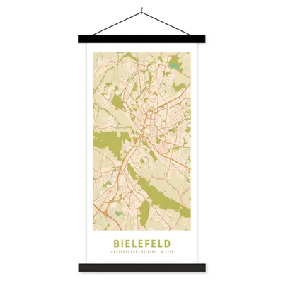 Produktbild von MuchoWow® Textilposter Karte - Bielefeld - Vintage - Stadtplan - Karte 90x180 cm mit schwarzem Rahmen - Dekoration Wohnzimmer