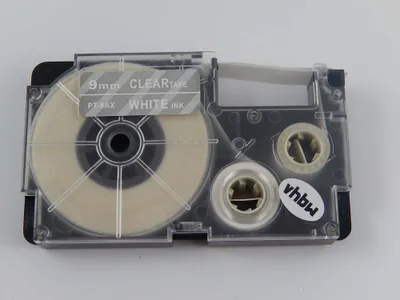 Produktbild von vhbw Schriftband-Kassette Ersatz für Casio XR-9AX1, XR-9AX für Etiketten-Drucker 8m x 9mm Weiß auf Transparent