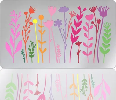 Produktbild von Frühling Blumen Schablonen Set mit Wildblumenmotiv - Edelstahl wiederverwendbare Schablonen für Holzbrand