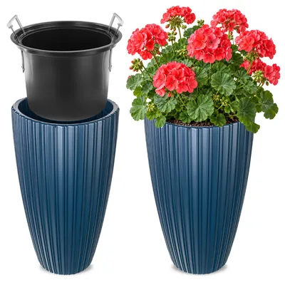 Zdjęcie produktu dla Doniczka KADAX, 30 cm, z wkładem, plastikowa, granatowa