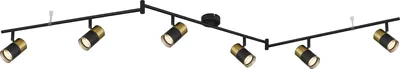 Produktbild von Globo Lighting Strahler Metall schwarz matt, Aluminium kupferfarben matt, Aluminium schwarz matt, Kunststoff rauchfarben, Dreh-/Schwenkbar, LxBxH: 1800x80x185mm, exkl. 6x GU10 25W 230V