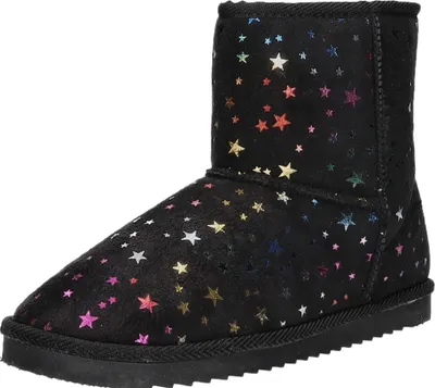 Produktbild von girlZ onlY Kinder-Mädchen-Stiefelette gefüttert Bunte-Sterne-Muster Schwarz-Mehrfarbig, Farbe:schwarz, EU Größe:36