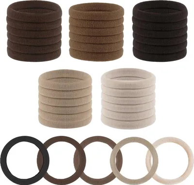 Produktbild von 30 Stück Haargummi Damen Braun Elastisch Zopfgummis Nylon Mädchen Lockiges Glattes Haar