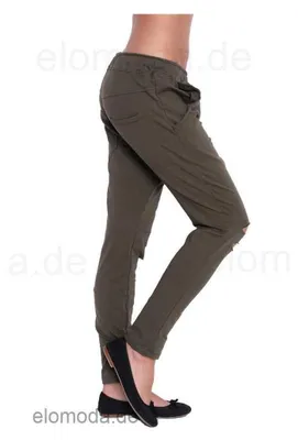 Produktbild von Damen Hose lässig mit Taschen in trendigen Farben,  Khaki S/M 36/38