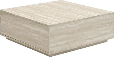 Produktbild von Couchtisch mit 2 Schubladen aus MDF – Breite 90 cm, in Beige-Travertin-Optik – ANTRIM