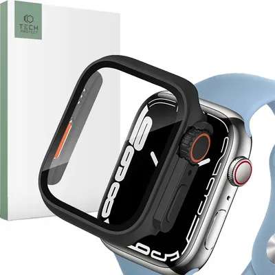Produktbild von Schutzhülle + Glas Tech-Protect 360Defense für Apple Watch Series 8 / 7 - 45 mm, Schwarz, Case, Cover, Handy hülle, Handy tasche, Futeral