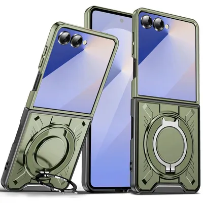 Produktbild von Für Samsung Galaxy Z Flip7 5G MagSafe 360 Grad Magnetischer Ringhalter Schutz Hülle Grün