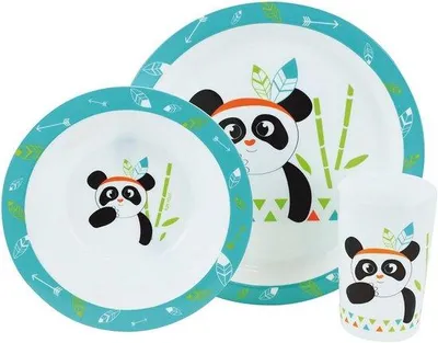 Productafbeelding van Lieve Panda Lunchset voor Kinderen - Bord, Kom en Glas