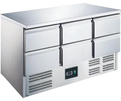 Productafbeelding van Koelwerkbank Koeltafel - 6 Laden - 1365 x 700 mm - RVS Werkblad