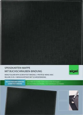 Produktbild von SIGEL SM130 Speisekarten-Mappe, Buchschrauben-Bindung, A4, schwarz